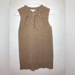 ROI WOMEN Tan Sleeveless Knit Top 100% cashmere